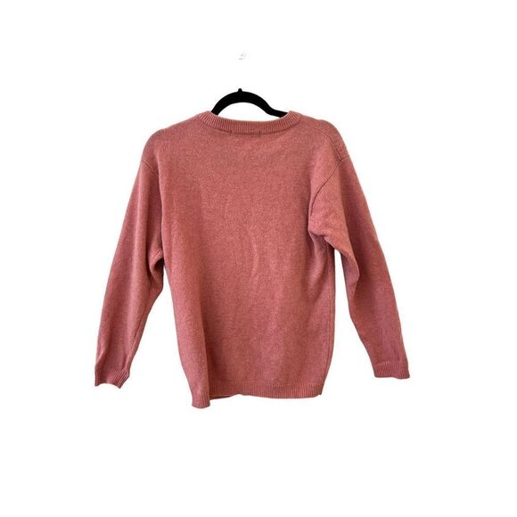 Vintage Village Green Floral Embroidery Wool Blend Sweater Pink Women’s Size Med - Picture 3 of 6